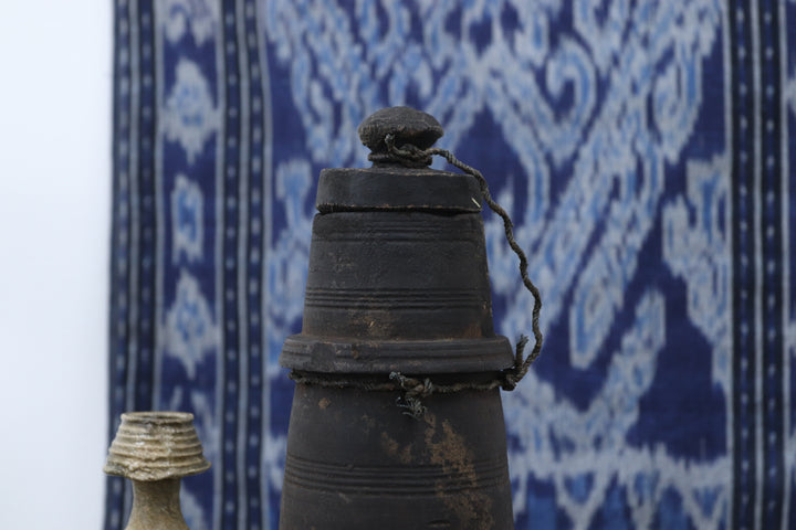 Antique Asian Black Wooden Vase