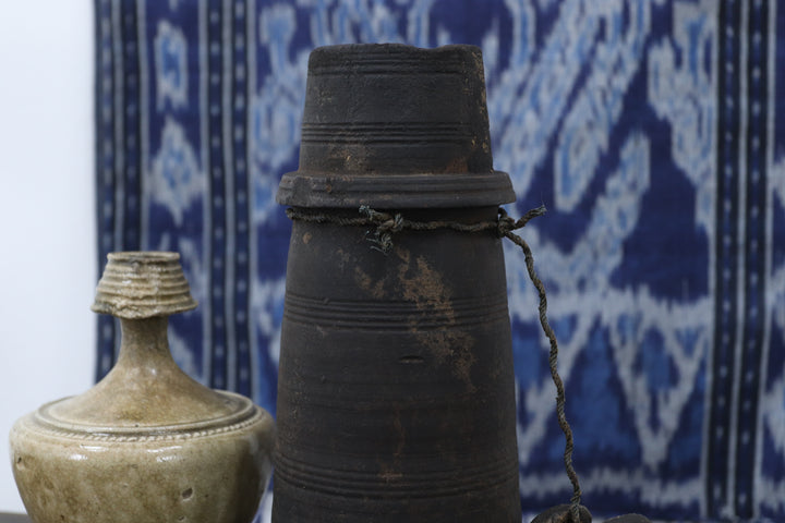 Antique Asian Black Wooden Vase