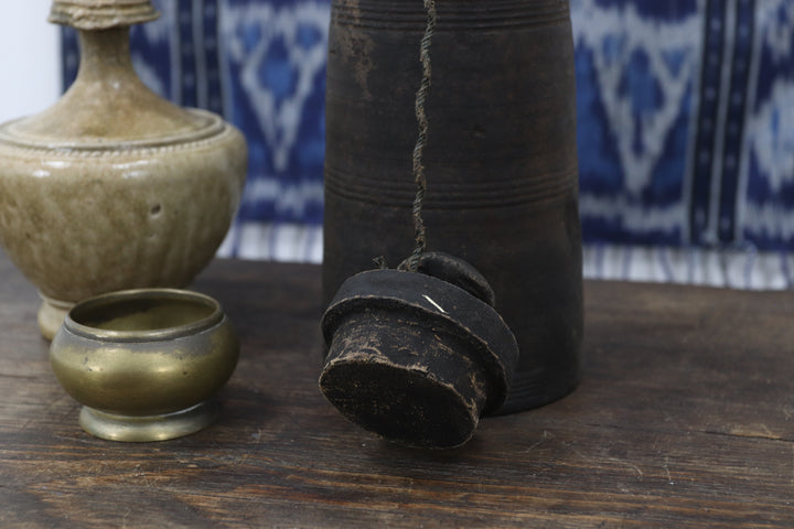 Antique Asian Black Wooden Vase