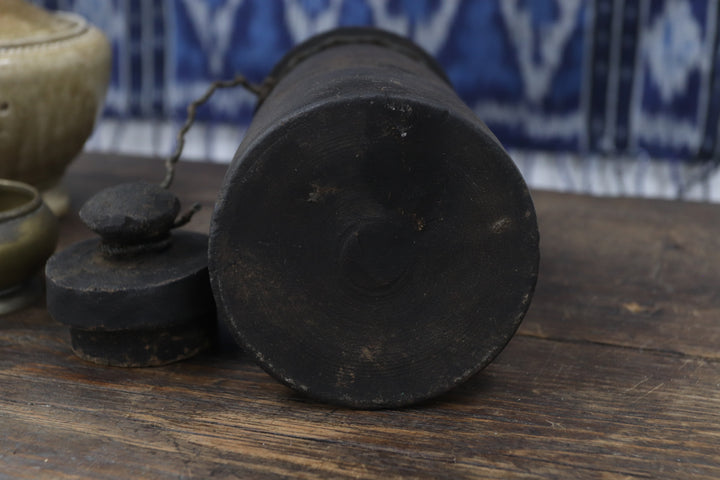 Antique Asian Black Wooden Vase