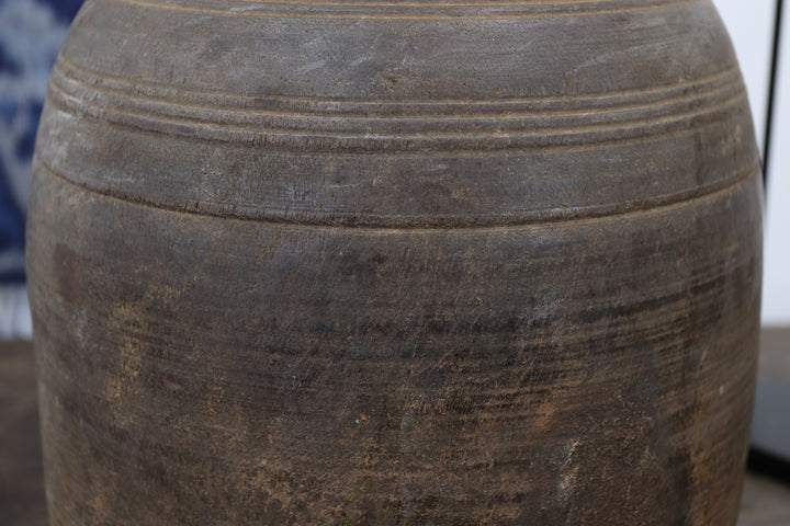 Antique Asian Black Wooden Vase