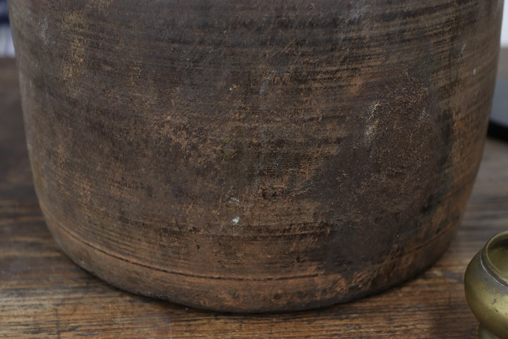 Antique Asian Black Wooden Vase