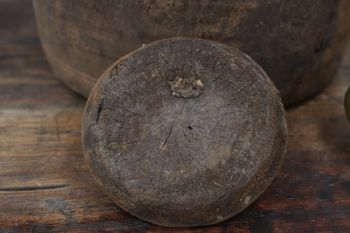 Antique Asian Black Wooden Vase