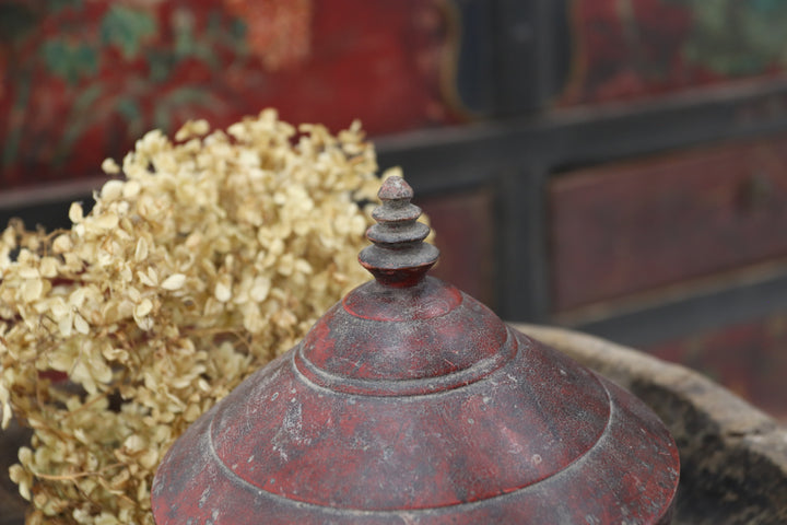 Antique Asian Burgundy Trinket Container