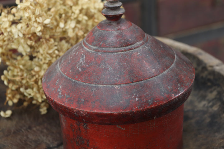 Antique Asian Burgundy Trinket Container
