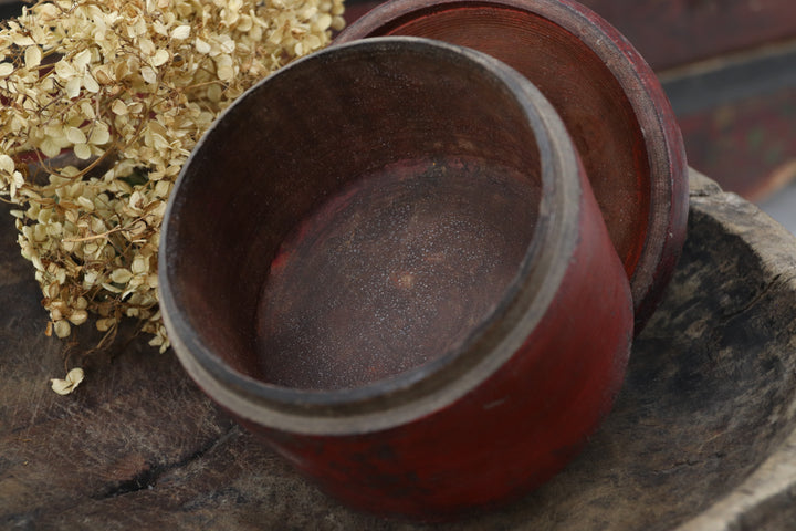 Antique Asian Burgundy Trinket Container