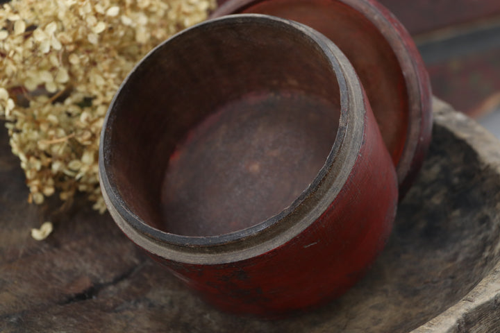 Antique Asian Burgundy Trinket Container