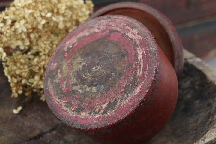 Antique Asian Burgundy Trinket Container