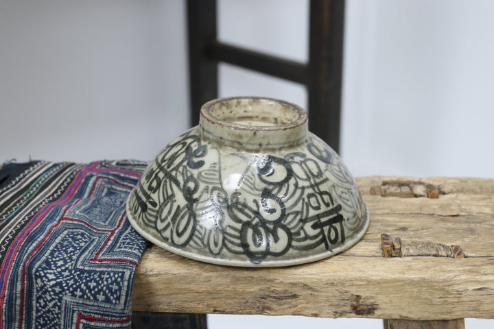 Antique Asian Ceramic Hand-painted Bowl 