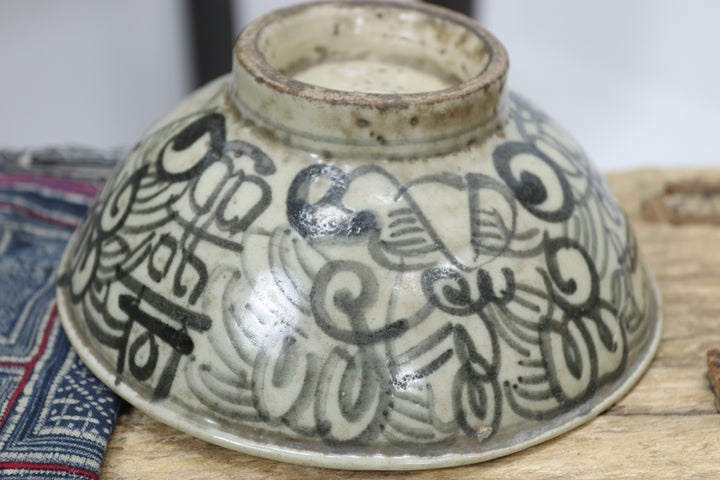 Antique Asian Ceramic Hand-painted Bowl 