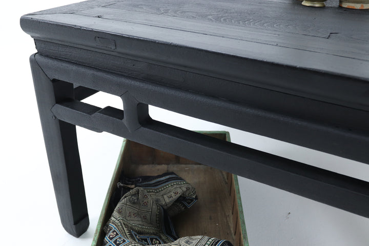 Antique Asian Black Wooden Table 