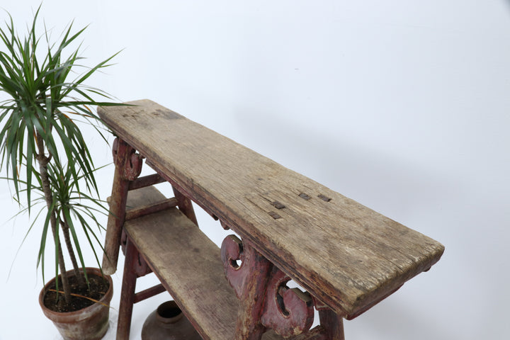 Antique Set of Two Wooden Asian Seats