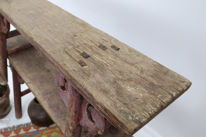 Antique Set of Two Wooden Asian Seats