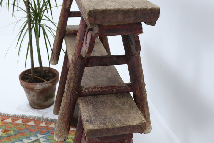 Antique Set of Two Wooden Asian Seats