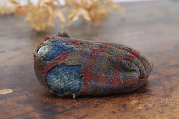 Antique Chequered Cotton Asian Shoes