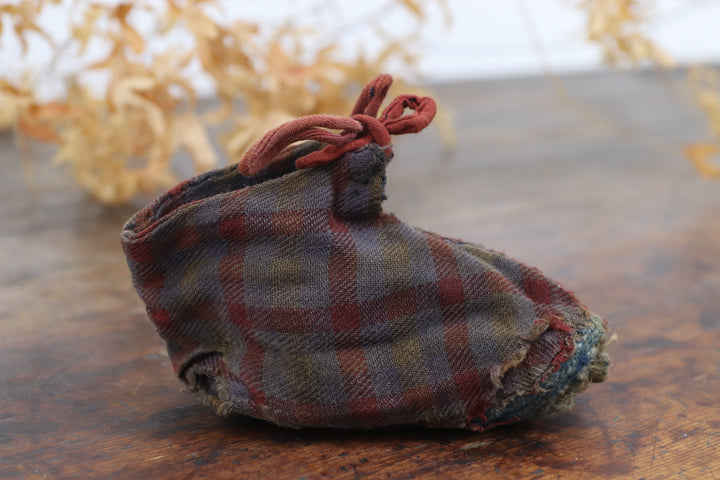 Antique Chequered Cotton Asian Shoes