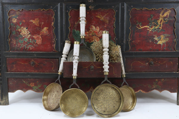 Antique Asian Metal Painted Skimmers