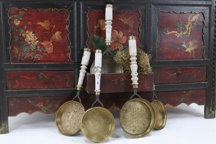 Antique Asian Metal Painted Skimmers