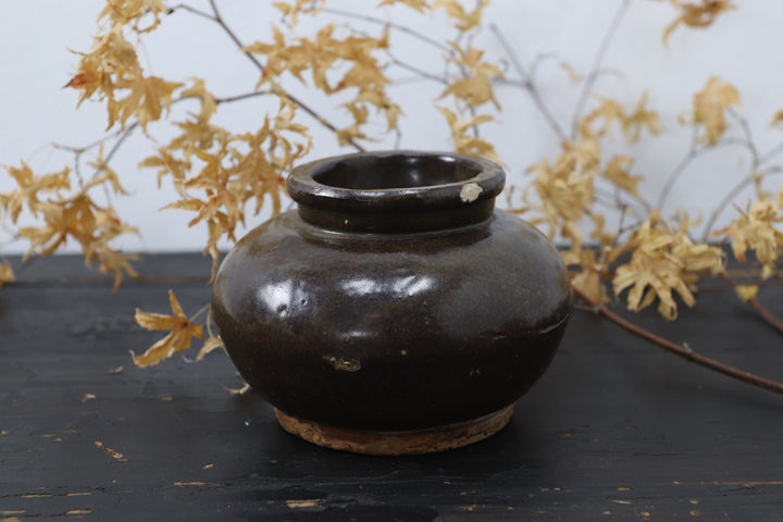 Antique Brown Glazed Little Chinese Pot