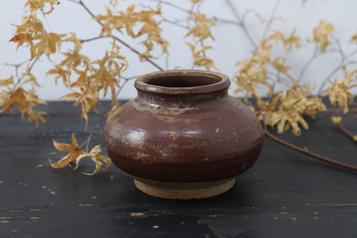 Antique Brown Glazed Little Chinese Pot