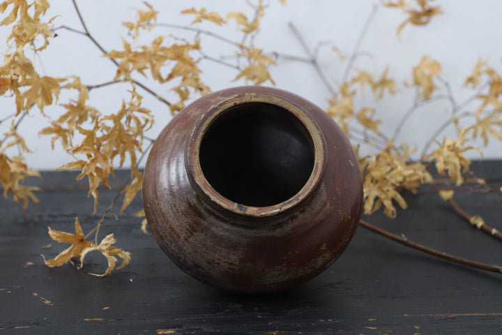 Antique Brown Glazed Little Chinese Pot