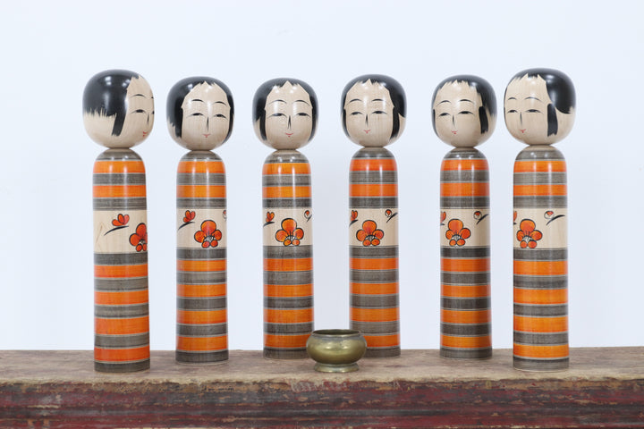 Antique Asian Patterned Colourful Wooden Dolls 