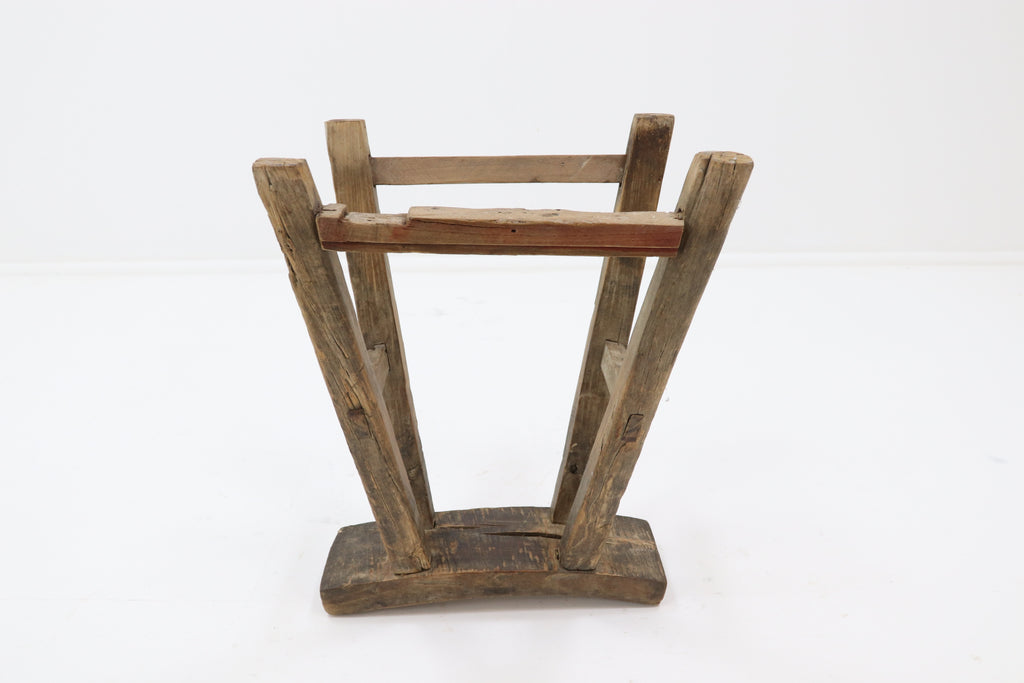 Vintage elm Asian seat with shaped top 