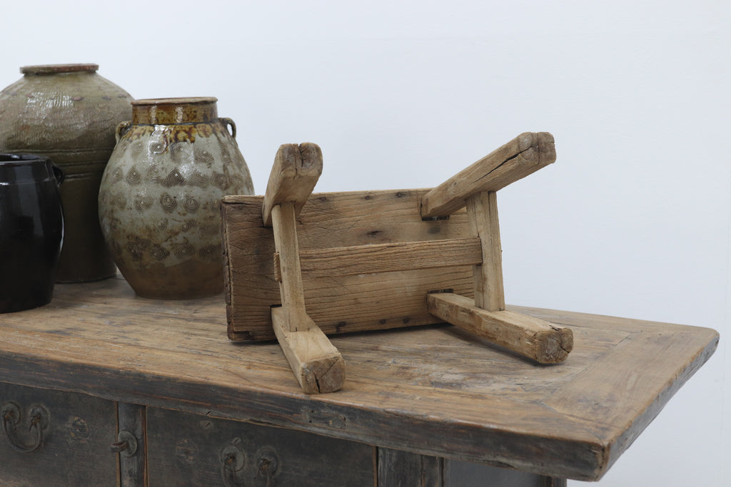 Antique Rustic Wooden Side table seat
