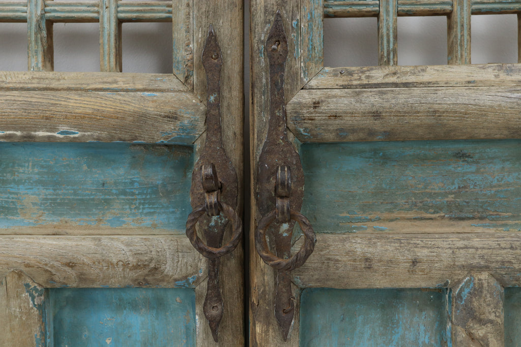 Vintage wooden hand made doors with original ironwork 