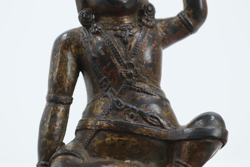 Vintage metal gold leaf and red lacquer buddha