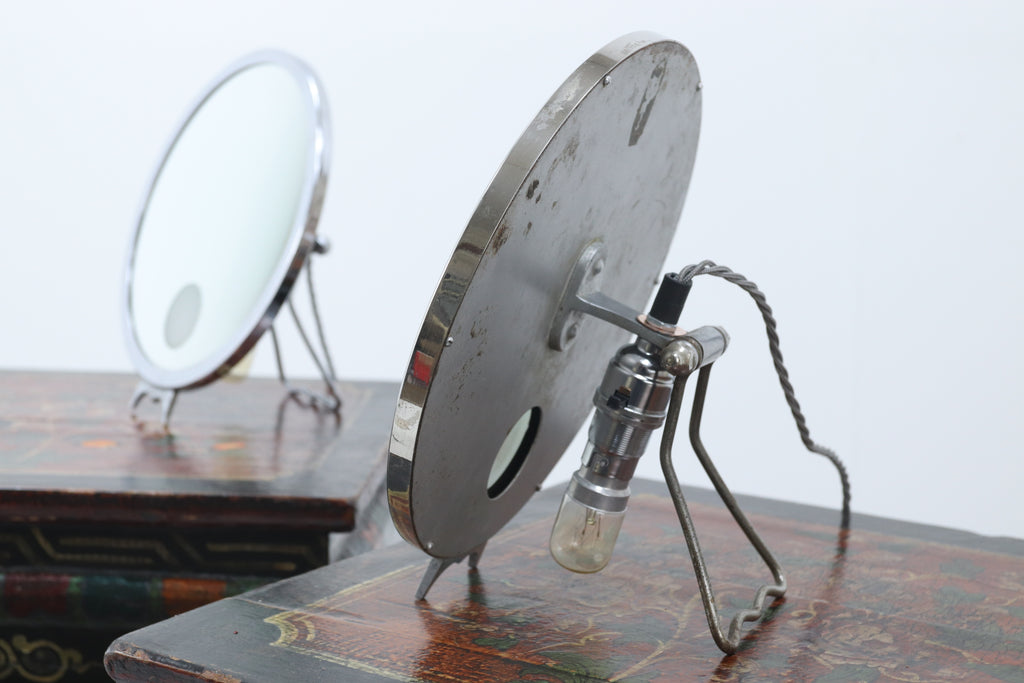 Vintage glass lighted desk mirror lamp