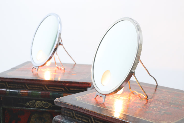 Vintage glass lighted desk mirror lamp