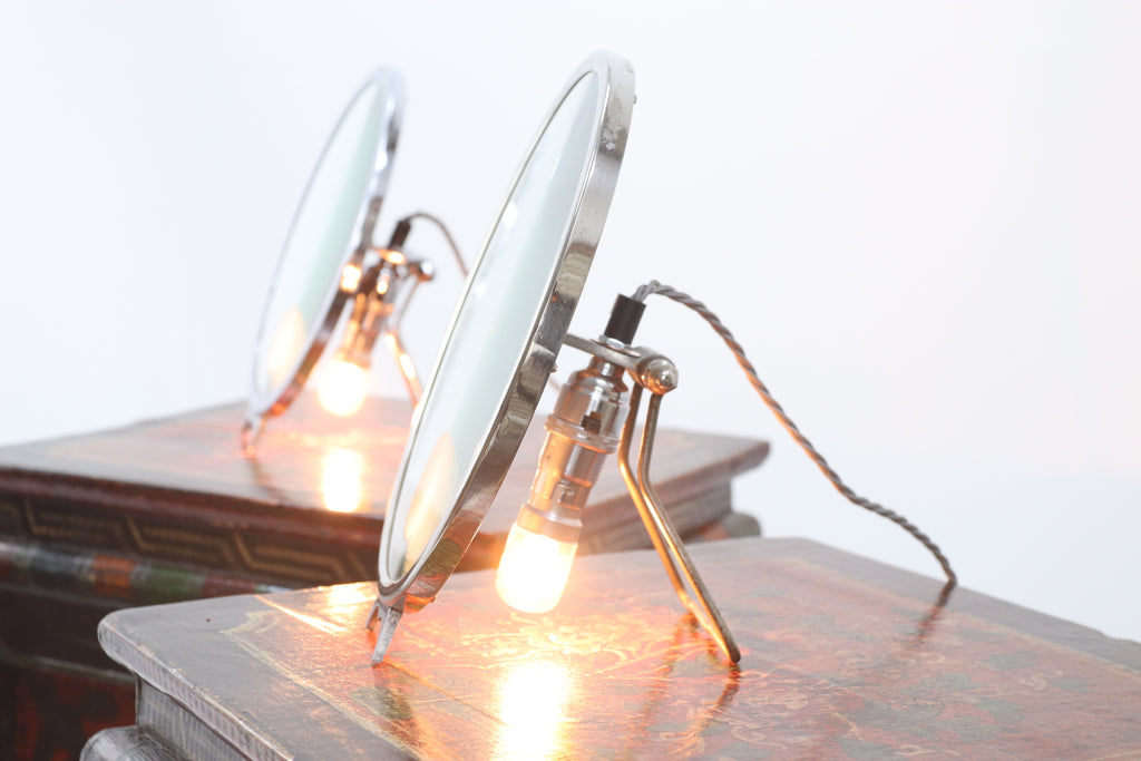 Vintage glass lighted desk mirror lamp