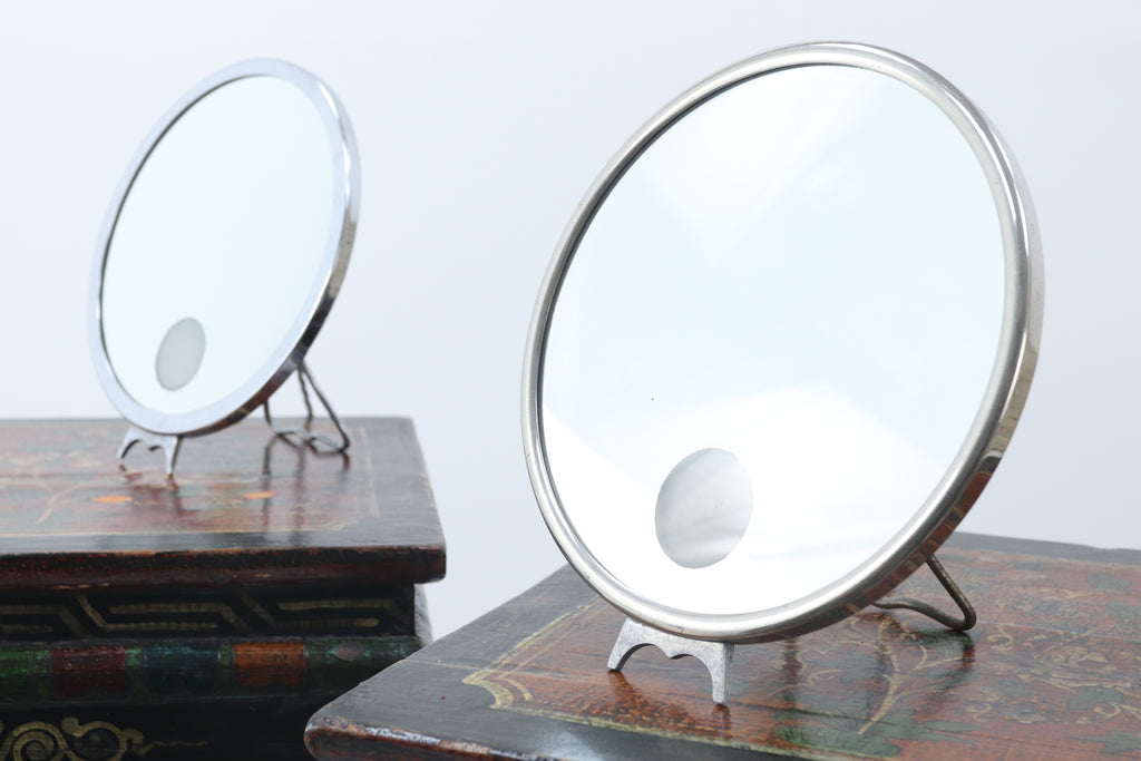 Vintage glass lighted desk mirror lamp