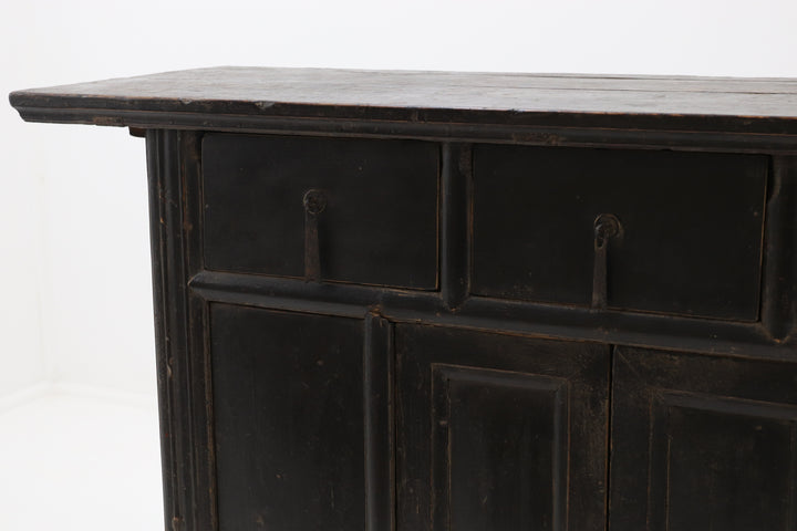 Vintage asian wooden black cabinet 