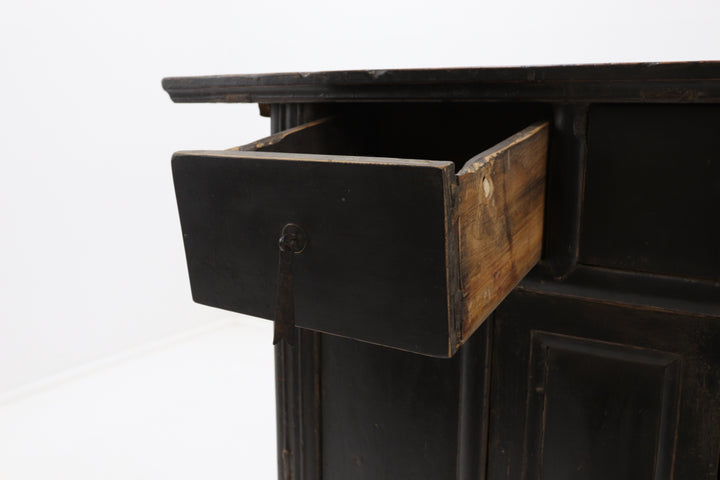 Vintage asian wooden black cabinet 
