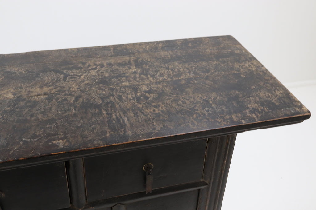 Vintage asian wooden black cabinet 