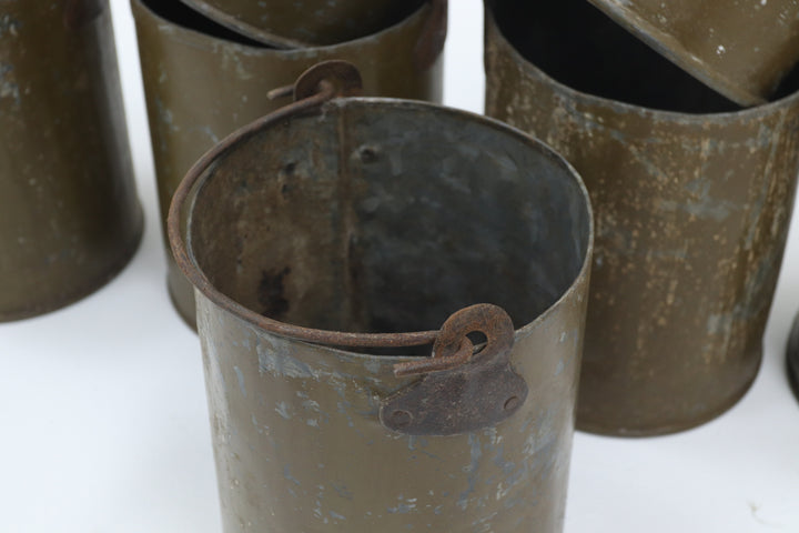 Vintage green metal bucket plant pot