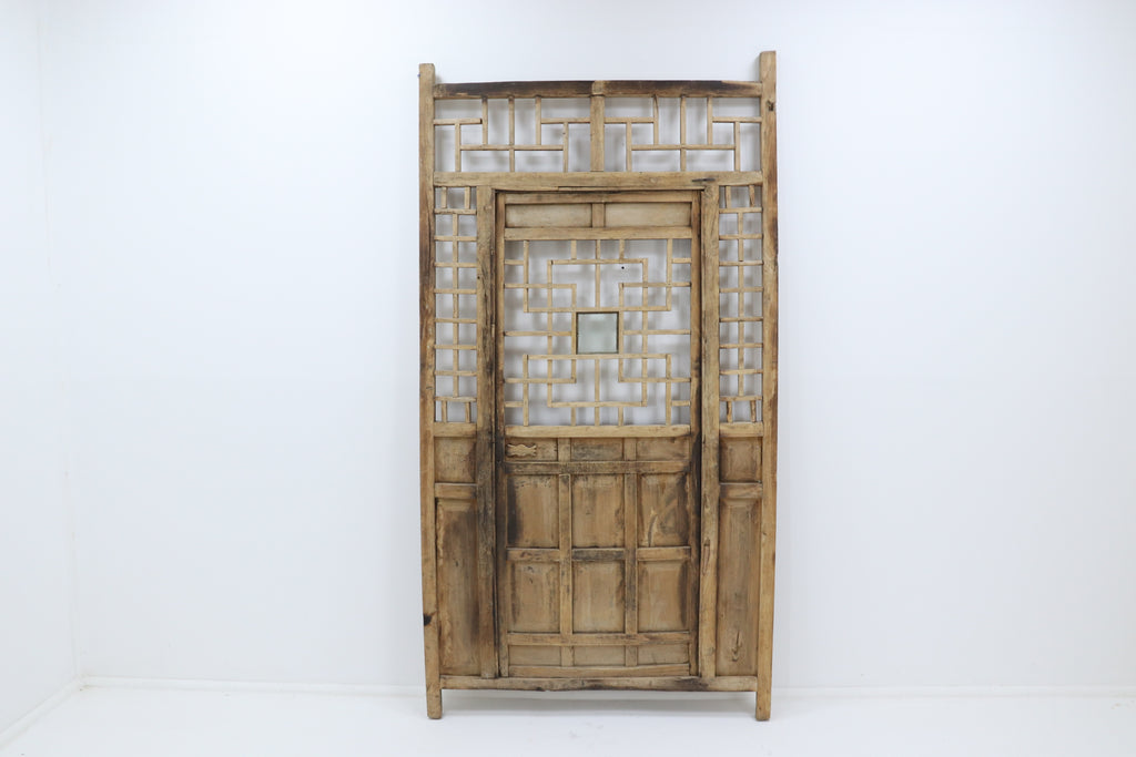 Vintage 19th century wooden courtyard home doors with frame