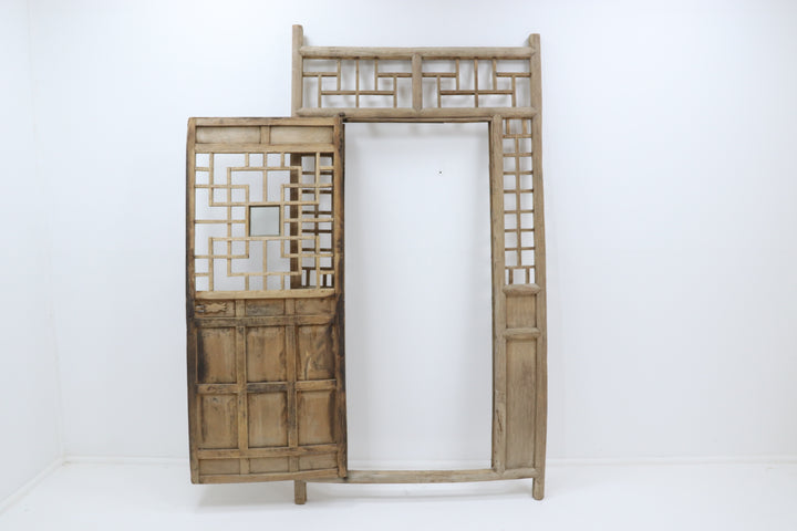 Vintage 19th century wooden courtyard home doors with frame