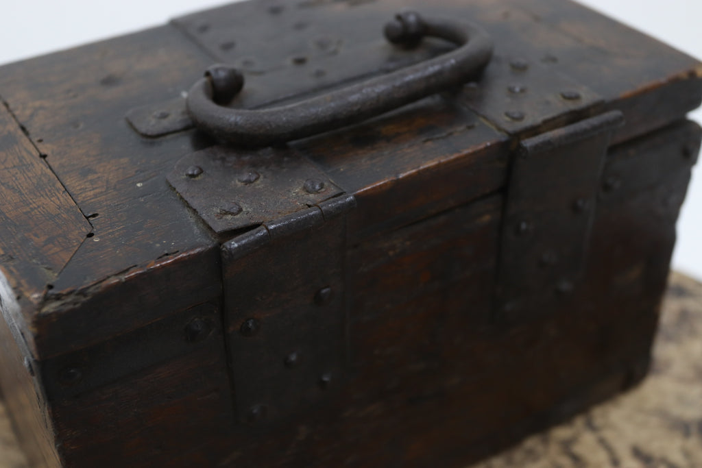 Vintage asian wooden seal stamp container