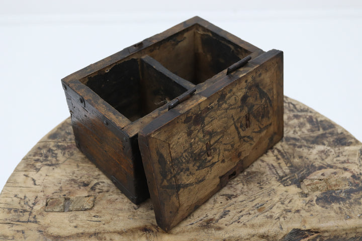 Vintage asian wooden seal stamp container