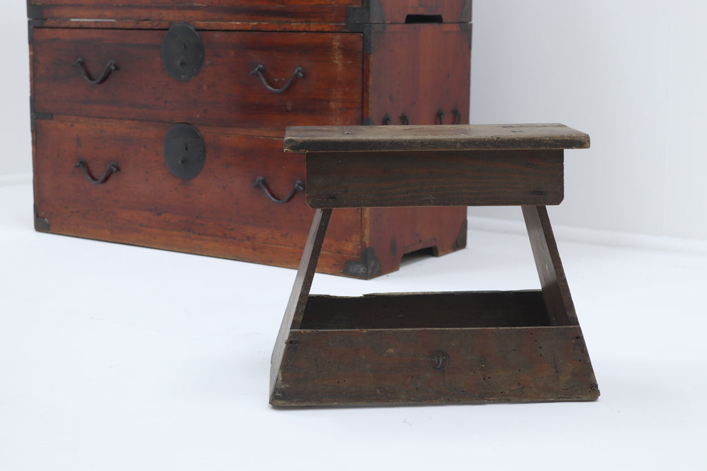 Vintage wooden handmade stool side table 