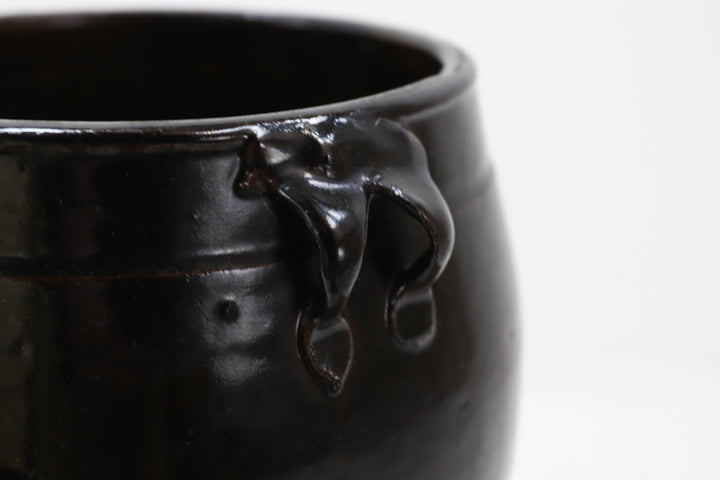 Antique asian ceramic black pot 