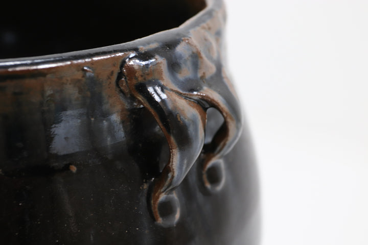 Antique asian ceramic black pot 