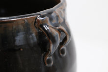 Load image into Gallery viewer, Antique asian ceramic black pot 