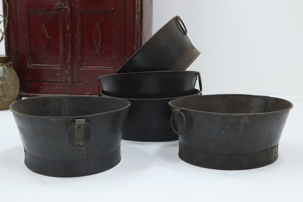 Vintage metal planter with handles